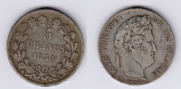 France  5 Francs 1835 BB (Strasbourg) Louis Philippe I  Tranche En Relief  Tête Laurée  1835BB - 5 Francs
