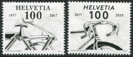 Suiza 2017 Correo 2406/07 **/MNH 200 Aniv. Bicicleta (2 Sellos) - Unused Stamps