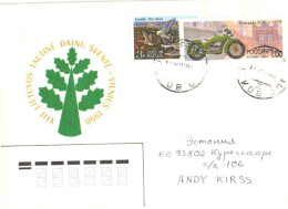 Russia:Lithuania:Cover, Vilnius 1990, Russian Stamps Motorbike And Birds, 2000 - Storia Postale
