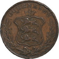 Guernesey, 8 Doubles, 1834, TTB, Cuivre, KM:3 - Guernsey