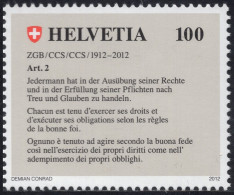 Suiza 2012 Correo 2162 **/MNH Cent.Código Civil. - Unused Stamps