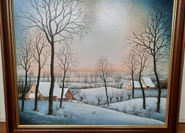 Schilderij Kamiel Gevaert Winterlandschap Jaren '80 - Oleo