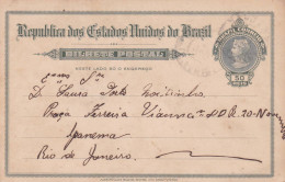 Brasilien Alte Gelaufene Postkarte 50 Reis - Entiers Postaux