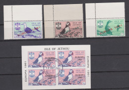 Isle Of JETHOU 1961 Europa CEPT Overprint MNH Set + CTO S/s ~ Birds, Puffin - 1961