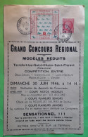 Affichette Concours Régional Modèles Réduits Saint Hilaire St Florent Maine Et Loire 1946 Vignette Meeting Aérodrome - Aviation
