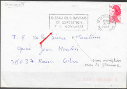 Curiosité Sur Lettre Sans Le Bandeau Sous La Flamme Du Type II =o 76 Le Havre Ppal 8-9 1987 - Briefe U. Dokumente