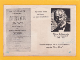 ESPERANTO ESTAS LA LINGVO DE PACO KAJ KULTURO - AUTORO DE ESPERANTO Dr L.L. ZAMENHOF - A 2917 /18 - Esperanto