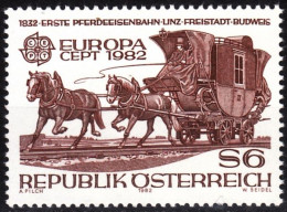 AUSTRIA 1982 EUROPA: History. Horse Pulled Railway. Single, MNH - 1975