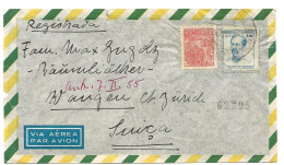 205 - 19 - Lettre Recommandée Envoyée Du Brésil En Suisse 1955 - Storia Postale