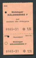Ticket De Ferry Danemark DSB/LB-Faergerne "Helsingor -> Hälsingborg" Boat Ticket Transportation - Europa