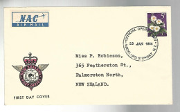 53231 ) New Zealand First Day Cover Auckland Airport Postmark  1966 NAC Airmail - Covers & Documents