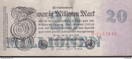 Billet Allemagne - Weimar 20 Millionen Mark - 25 Juillet 1923 - 20 Millionen Mark