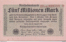 Billet Allemagne - 5 Millionen Mark - 1er Ctobre 1923 - 5 Millionen Mark