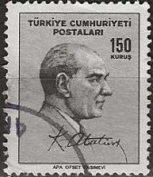 TURKEY 1965 Kemal Ataturk And Signature - 150k. - Black And Silver FU - Usados