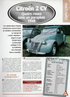 CITROËN 2 CV De 1948 - Fiche Technique De La Collection Hachette : Un Siècle D'automobile. - Voitures
