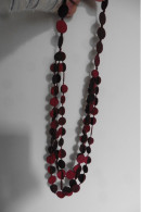 Neuf - Collier Triple Rang Créateur Style Boho Bohême Perles En Soie Rouge Foncé Grenat - Necklaces/Chains