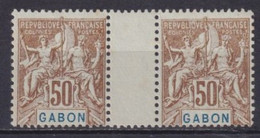 GABON - 1904 - YVERT N° 28 EN PAIRE INTERPANNEAU ! NEUF SANS GOMME (*) - - Neufs