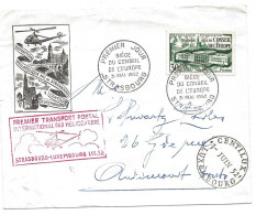 PREMIER Transport Postal International Par Helicoptere Strasbourg-luxembourg 31 Mai 1er Juin 1952 - Hélicoptères