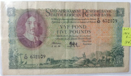 1956 South Africa 5 Pound Note ( F+ ) - Other - Africa