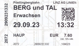 Österreich Linz Pöstlingbergbahn Fahrschein 2023 - Europe