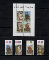 Zambia-1997  Owls- 1 M/sheets+4 St.MNH** - Zambia (1965-...)