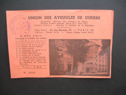 Vignette Carnet Union Des Aveugles De Guerre Vignette De 1960 Paris " Reconnue D'utilité Publique " - Blocs & Carnets