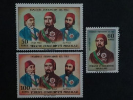 1964 TURQUIE Y&T N° 1708 à 1710 ** - 125e ANNIV. DES REFORMES CONSTITUTIONNELLE DU TANZIMAT - Unused Stamps