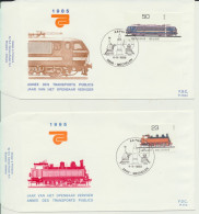 TIMBRES   ENVELOPPES AVEC TIMBRE ANNEE DES TRANSPORTD PUBLICS  1985  MECHELEN  -  BELGIQUE.     2 PIECES. - Oblitérés