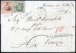 Cover 1860, Lettera Raccomandata Del 10.1 Per Venezia (Veneto Austriaco) Affrancata Fino Al Confine Con 5 C. Verde Scuro - Modena