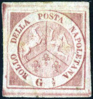 * 1858, ½ Gr. Carminio Vivo II Tavola, Nuovo Con Gomma Originale, Firmata AD, ED, Cert. Bolaffi E Colla, Sass. 2a / 1500 - Naples