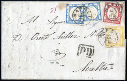 Cover 1862, Lettera Da Napoli Del 30.1 Per Malta Affrancata Per 29 Grana Tricolore Con Due 2 Gr. + 5 Gr. E 20 Gr. (Provi - Naples