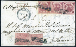 Cover 1860, Lettera Da Napoli 19 Aprile 1860 Viaggiata Coi Vapori Per Catania Affrancata Per 46 Grana Con Tre Esemplari  - Naples