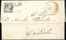 Cover FOGGIA, Lettera Del 5.4.1861 Da Foggia A Candela, Affrancata Con Province Napoletane 2 Grana Azzurro, Ben Marginat - Naples