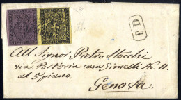 Cover 1855, Lettera Da Parma Del 27.11. Per Genova Con Affrancatura Bicolore Per 30 C. Con 5 C. Giallo Del Bordo Di Fogl - Parme