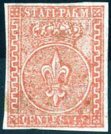 * 1853/55, 15 C. Rosso Vermiglio, Nuovo Con Gomma Originale, Cert. Enzo Diena, Sass. 7 / 40000,- Michel 7 - Parme