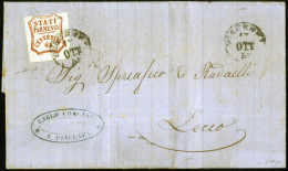 Cover 1859, Lettera Da Piacenza Del 17.10 Per Lecco Affrancata Con 40 C. Rosso Mattone, Cert. Bolaffi, Ex Rothschild, Sa - Parma