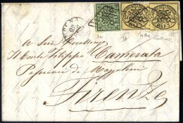 Cover 1858, Lettera Del 28.12.1858 Da Ancona A Firenze, Affrancata Per Il Primo Porto Di 8 Baj. Con 2 Baj. Verde Giallas - Etats Pontificaux