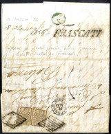 Cover 1856, Lettera Da Frascati Il 8.8 Per Palermo, Sul Verso Bollo SI FRASCATI In Uso Sulla Strada Ferrata, Affrancata  - Kerkelijke Staten