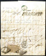 Cover 1856, Lettera Da Frascati Il 8.8 Per Palermo, Sul Verso Bollo SI FRASCATI In Uso Sulla Strada Ferrata, Affrancata  - Papal States