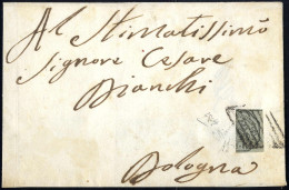 Cover 1857, Lettera Del Dicembre 1857 Diretta A Bologna, Affrancata Con La Metà Verticale Di Destra Di Un Esemplare Del  - Papal States