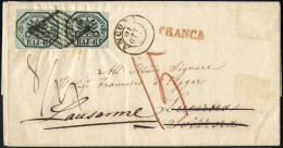 Cover 1858, Lettera Da Ancona Il 21.10 Per Lucerna Rispedita Per Losanna (Svizzera) Affrancata Con Due 6 B. Grigio Verda - Etats Pontificaux