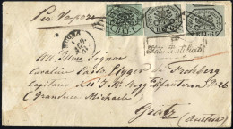 Cover 1857, Lettera Da Ancona Il 1.8 Per Gratz (Austria) Affrancata Con Due 6 B. Grigio E 1 B. Verde Grigiastro, Annotat - Papal States