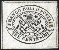 * 1867, C.3 Grigio Rosa (14 Cat.7500) Nuovo Con Gomma Originale, Ben Marginato, Firma A.D. - Papal States