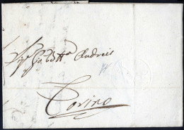 Cover 1819/25, "Cavallini", Cinque Lettere, Due Con Effigie In Azzuuro (non Leggibile 25 C.) Tre Con Impressione A Secco - Sardinia