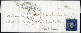 Cover 1853, Lettera Da Thonon (rombi, D.c. Rosetta Punti 8) Il 2.2 Affrancata Con 20 C. Azzurro, Sass. 2 / 2800,- Michel - Sardaigne