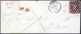 Cover 1852, Lettera Da Torino Del 28.7 Per Milano Affrancata Con 40 C. Rosa, Firmata AD E Raybaudi, Cert. Enzo Diena, Sa - Sardinië