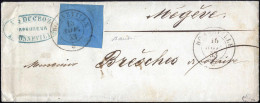 Cover 1853, Lettera Da Bonneville (d.c. Rosetta Punti 5) Il 16.11 Per Megeve Affrancata Con 20 C. Azzurro, Sass. 5 / 155 - Sardinia