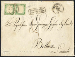 Cover 1855, Lettera Da Genova Il 16.11 Per Bollano Affrancata Con Coppia 5 C. Verde Giallo Pisello I Tavola, Affrancatur - Sardinien