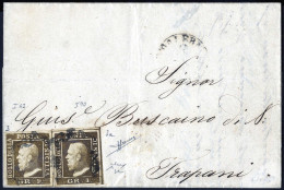 Cover 1859, Lettera Per Trapani Da Palermo 9 Agosto 1859 Affrancata Con Gr.1 Bruno Ruggine 1a Tavola Posizione 43 + Gr.1 - Sicilia