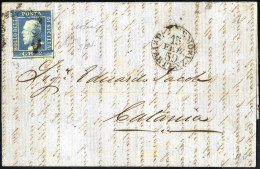 Cover 1859, Lettera Completa Del Testo Del 15.2.1859 Da Palermo A Catania, Affrancata Con 2 Grana Cobalto, I Tavola, Car - Sicily